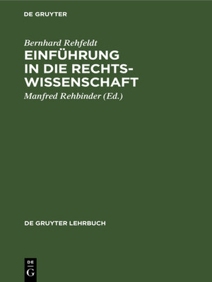 cover image of Einführung in die Rechtswissenschaft
